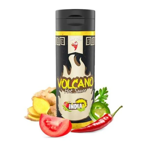 Hot Chip Volcano indiai ízű mangós chili szósz 270 ml-es üvegben