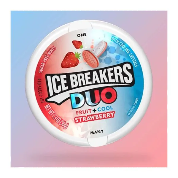 Ice Breakers Duo Strawberry eper ízű cukormentes mentolos cukorka 36 g