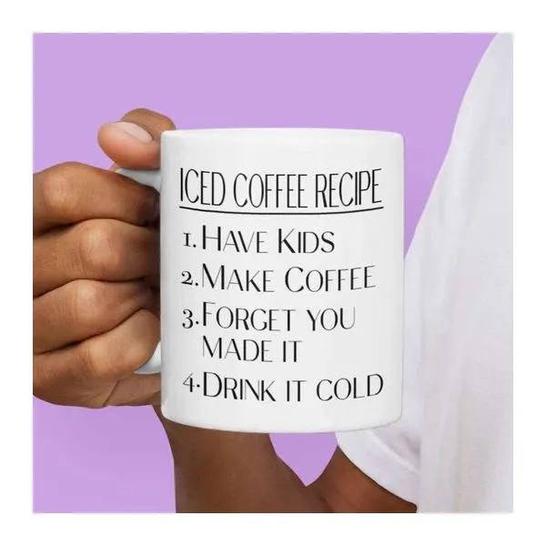 Iced Coffee Recipe feliratú fehér kerámia bögre