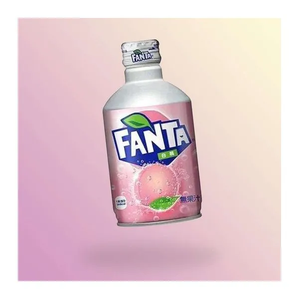 Japán Fanta Fehér őszibarack ízű szénsavas üdítő fém palackban 300ml