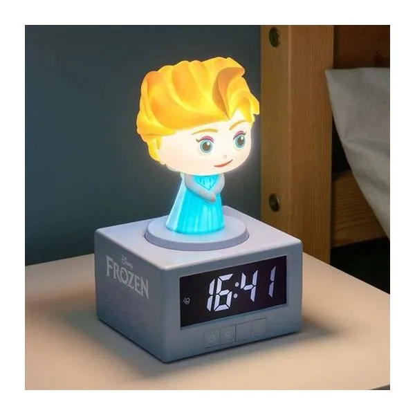 Jégvarázs Elsa figurás ébresztőóra világítással, 17 cm magas