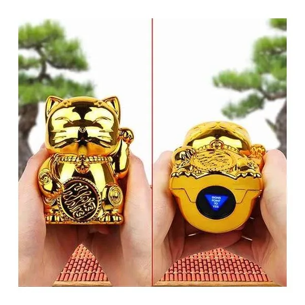 Aranyszínű jövendőmondó Maneki Neki integető macska figura
