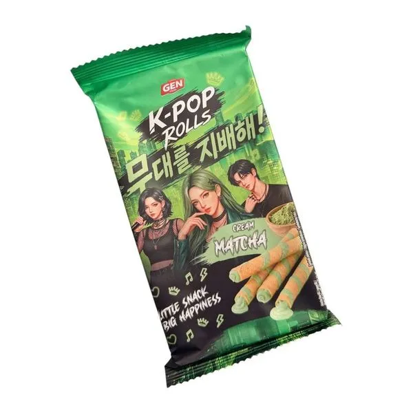 K-POP Rolls Matcha krémmel töltött ostyatekercs 120 g-os csomagban