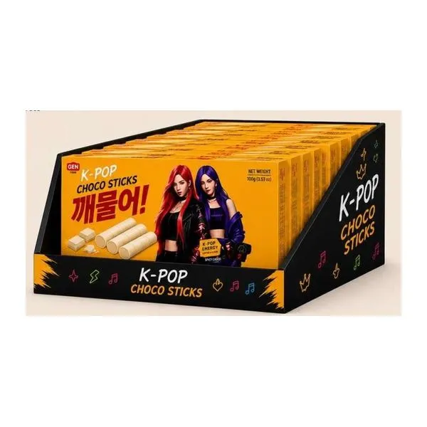 K-POP Sticks White Choco fehércsokival töltött ostyatekercs 100 g-os csomagban