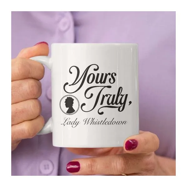 Lady Whistledown feliratú fehér kerámia bögre