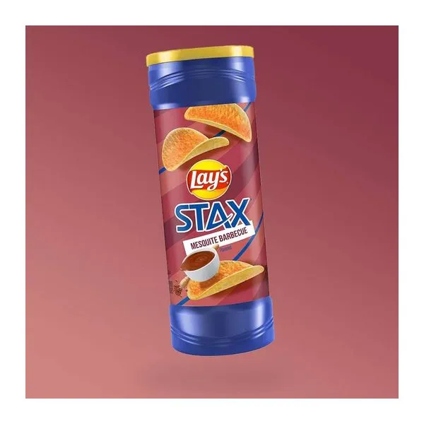 Lay's Stax Mesquite BBQ ízű formázott chips hengeres dobozban, 156 g