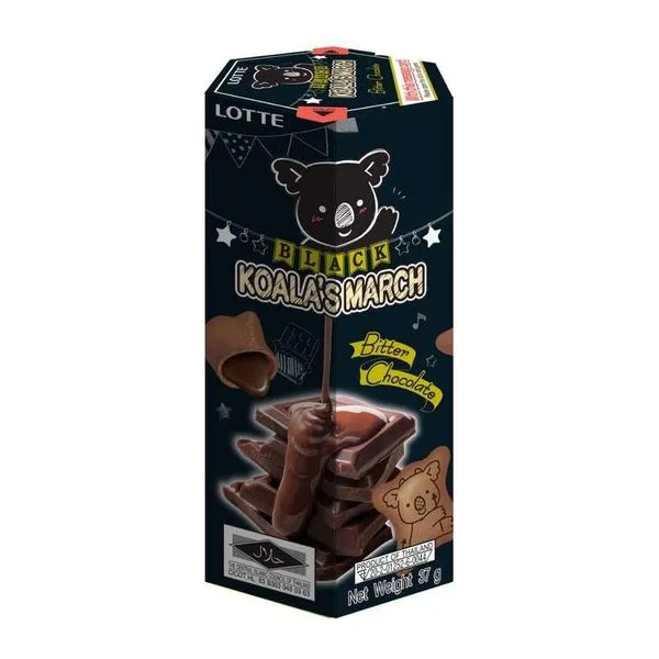 Lotte Koalas March Black Bitter Chocolate keserű csokis keksz 37 g-os csomagban