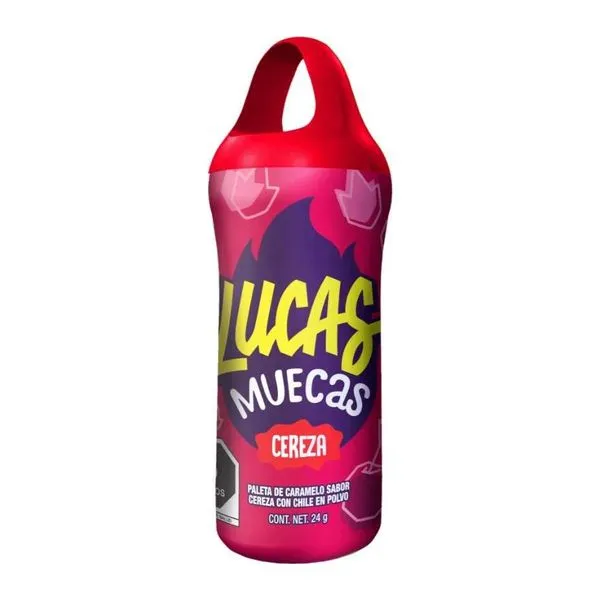 Lucas Muecas Cereza cseresznye ízű nyalóka chilis mártogatóporral, 25 g