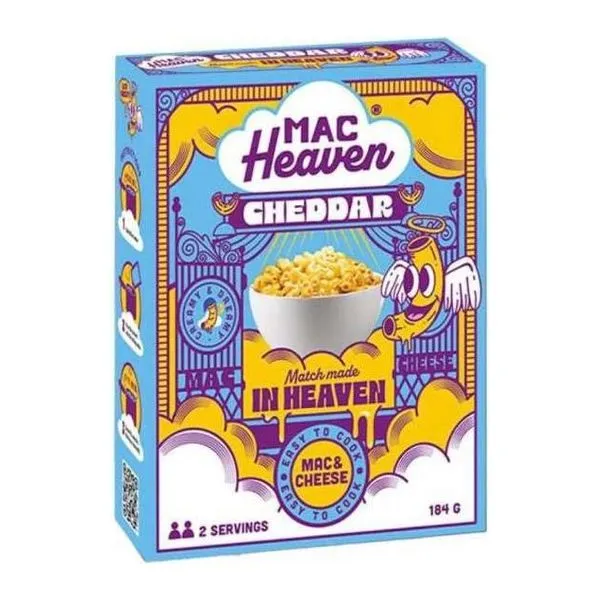 Mac Heaven Cheddar Cheese cheddar sajtos mac and cheese 184 g-os csomagja