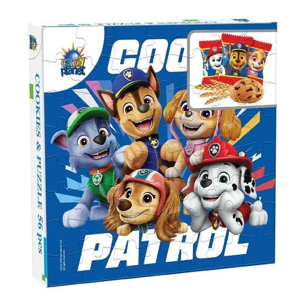 Mancs Őrjárat puzzle és csokis keksz 50 g-os csomagban
