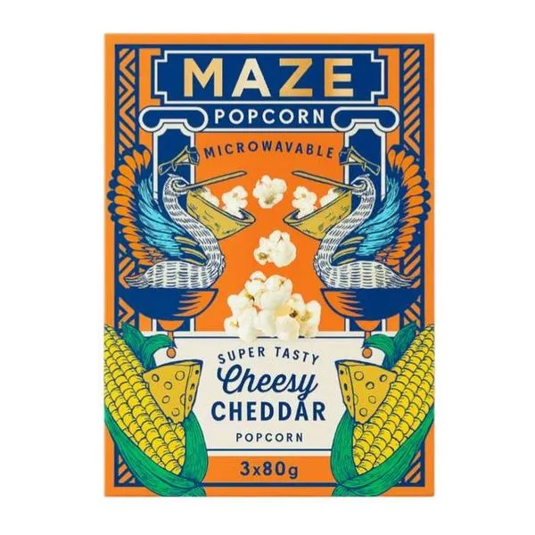 Maze Popcorn Cheesy Cheddar sajtos mikrós popcorn 3 x 80 g-os csomagban