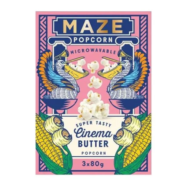 Maze Popcorn Cinema Butter vajas mikrózható popcorn három 80 g-os zacskóban