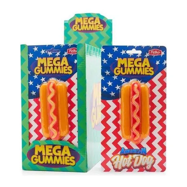 Mega Gummies American Hot Dog formájú gumicukor 120 g-os csomagban