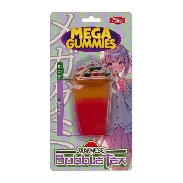 Mega Gummies bubble tea formájú tutti frutti ízű gumicukor 120 g-os csomagban