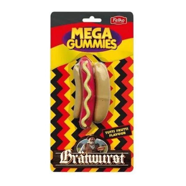 Mega Gummies German Bratwurst német sültkolbász formájú óriás gumicukor 120 g