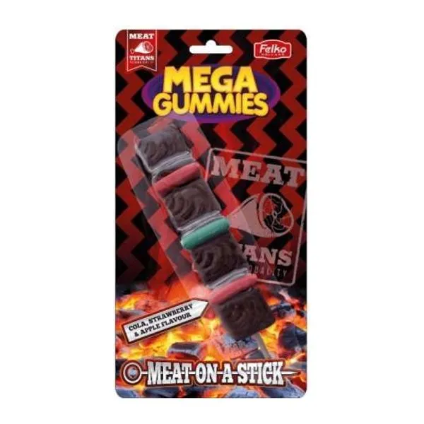 Mega Gummies Meat on a Stick nyárson sült húst formázó óriás gumicukor 120 g