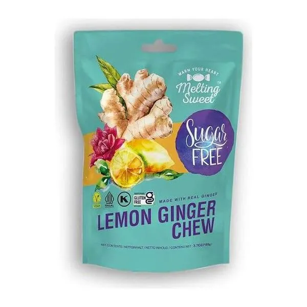 Melting Sweet Sugar Free Lemon Ginger Chews citromos gyömbéres rágós cukorka 105 g