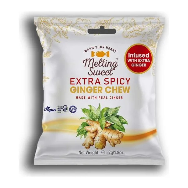 Melting Sweet Extra Spicy Ginger Chew extra csípős gyömbéres rágós cukorka 52 g-os csomagban