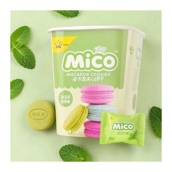Mico Ice Cream Matcha Macaron matcha fagylalt ízű macaron keksz 88 g-os csomagban