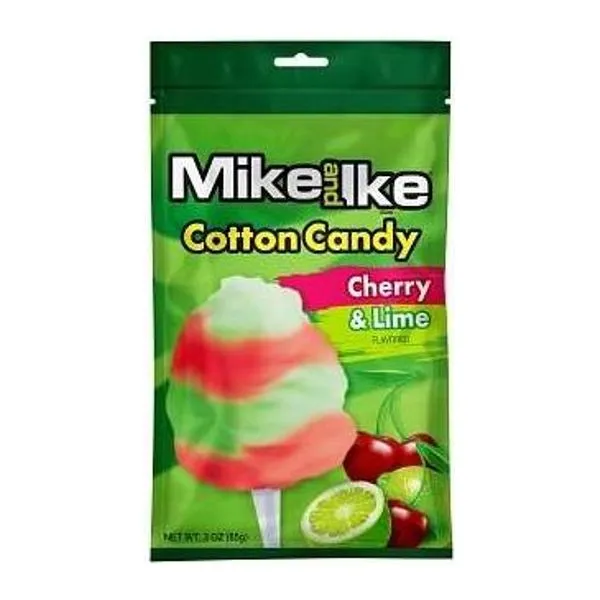 Mike and Ike Cotton Candy cseresznye-lime ízű vattacukor 85 g-os tasakban