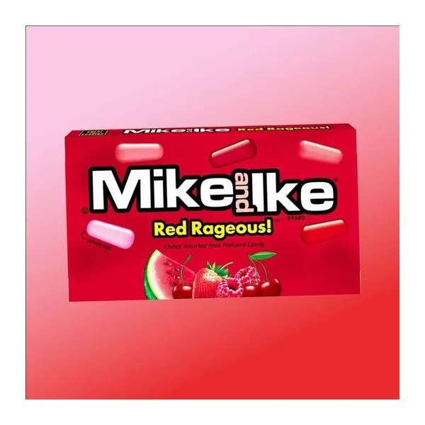 Mike and Ike Red Rageous piros gyümölcsös rágós cukorkák 120 g-os dobozban