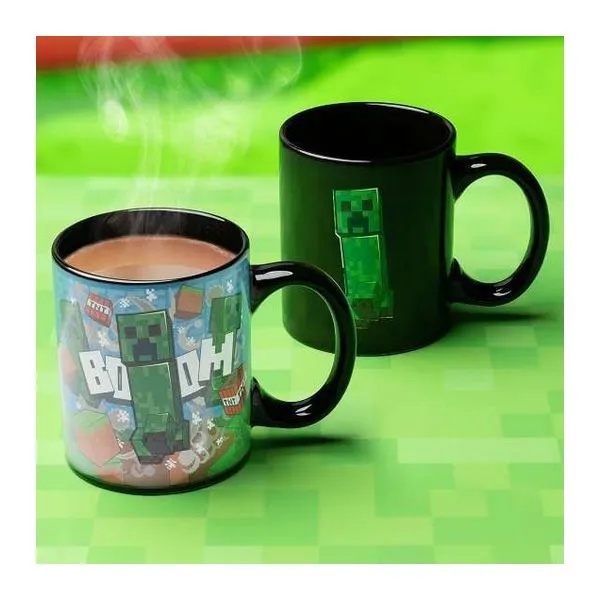 Minecraft Creeper mintás hőre változó kerámia bögre