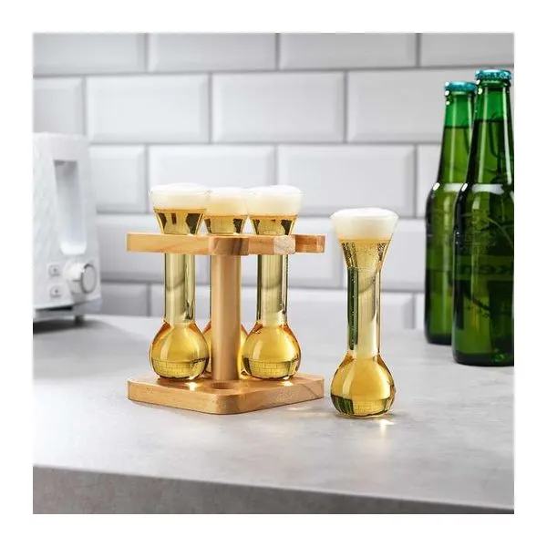 Mini Yards of Ale sörös pohár szett fa állványon