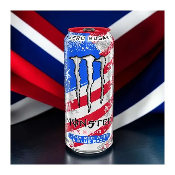Monster USA Energy Ultra Red White & Blue Razz energiaital 473 ml-es dobozban