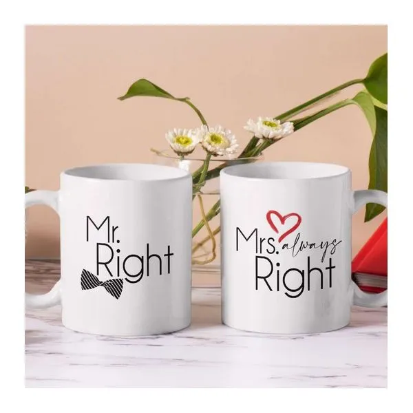 Mr és Mrs Right feliratú páros kerámia bögre