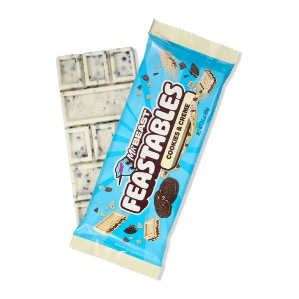 MrBeast Feastables Cookies and Creme fehércsokoládé 60 g-os szelet