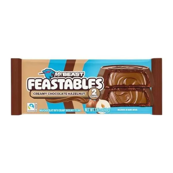MrBeast Feastables Creamy Hazelnut Cups csokis-mogyorós bonbon 40 g-os csomagolásban