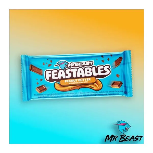MrBeast Feastables Peanut Butter mogyoróvajas tejcsokoládé 60 g-os szelet