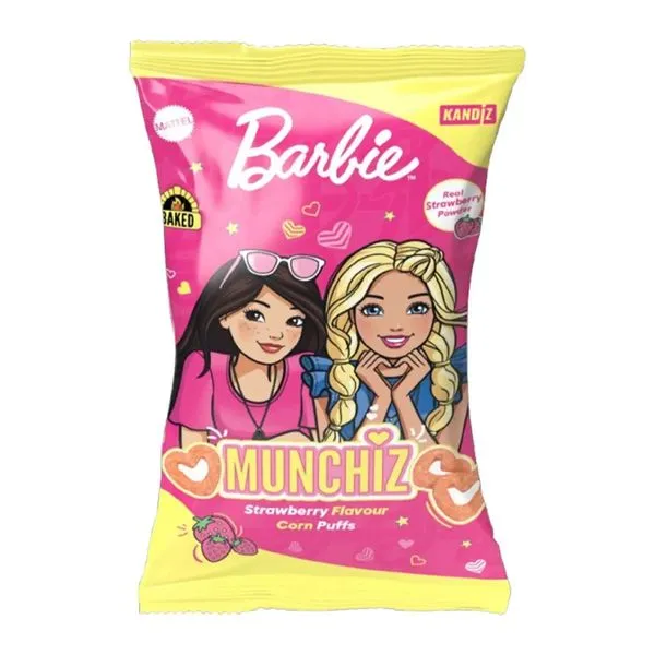 Munchiz eper ízű kukorica puffancs Barbie mintával 35 g