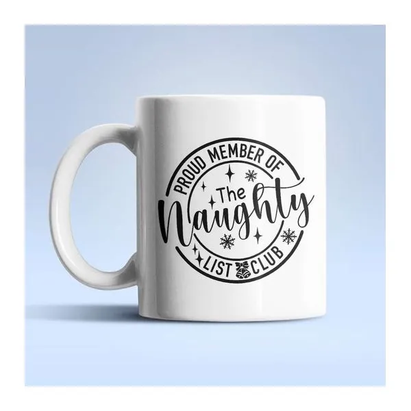 Naughty List Club feliratú fehér kerámia bögre