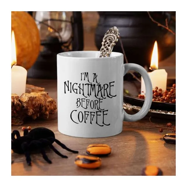 Nightmare Before Coffee feliratú fehér kerámia bögre