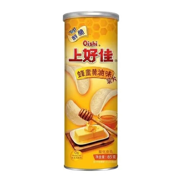 Oishi mézes-vajas ropogós burgonyachips 85 g-os zacskóban