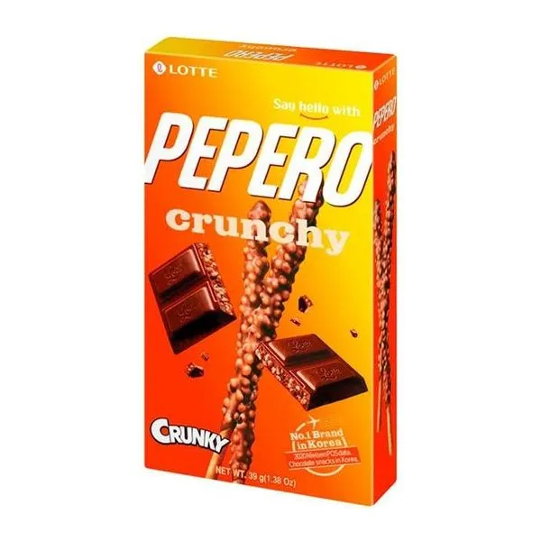 Pepero Crunchy csokis-mandulás ropi 39 g-os csomagolásban