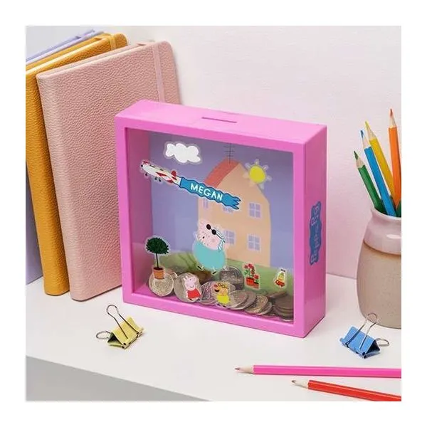 Peppa a Malac persely matricákkal, 18 cm magas