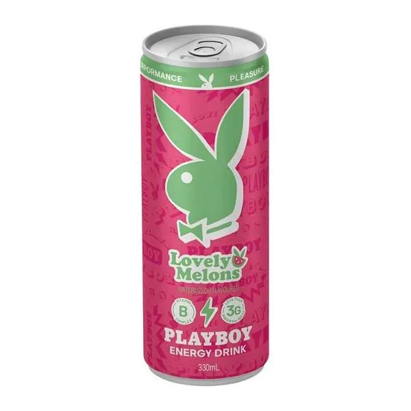 Playboy Lovely Melons dinnye ízű energiaital 330 ml-es dobozban