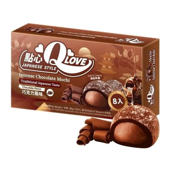 QLove Intense Chocolate csokoládé ízű mini mochi 80 g-os csomagban