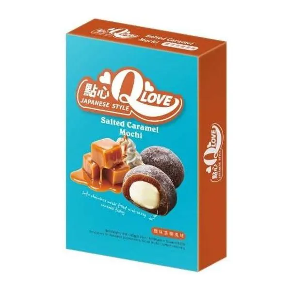 QLove Salted Caramel Deluxe sós karamellás mochi 180 g-os csomagban