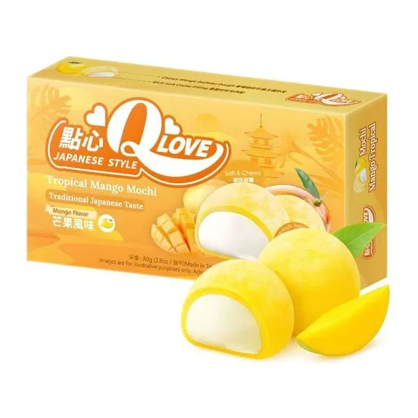 QLove Tropical Mango mangó ízű mini mochi 80 g-os csomagolásban