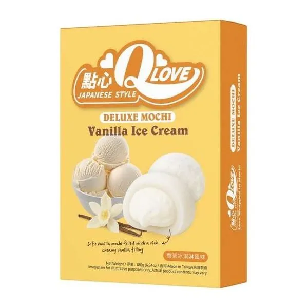 QLove Vanilla Ice Cream Deluxe vaníliafagyis mochi 180 g-os csomagban