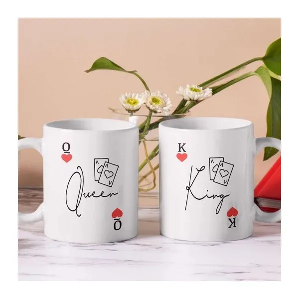 Queen és King kártyamintás páros kerámia bögre