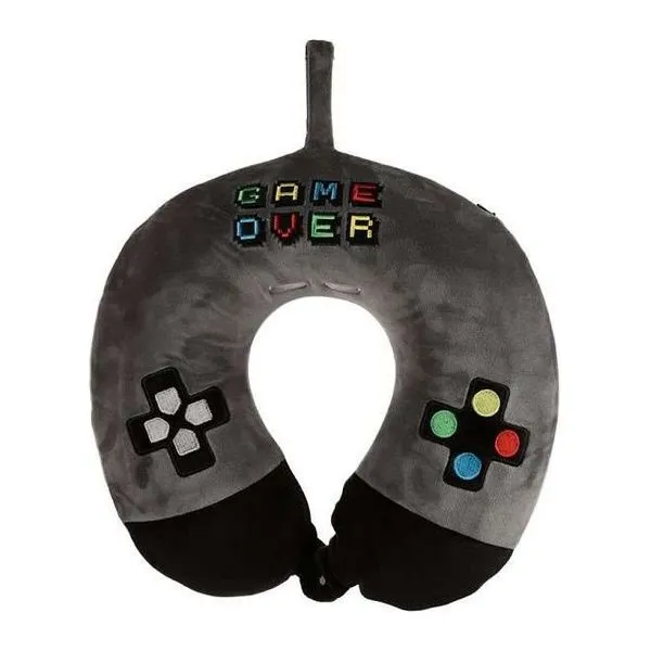 Relaxeazzz Game Over feliratú plüss memóriahabos utazó nyakpárna