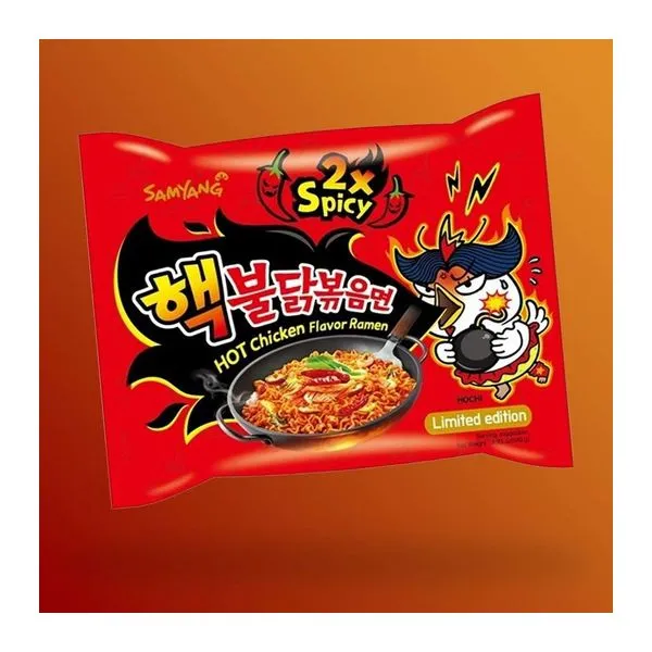 Samyang Buldak 2x Spicy csípős csirkés ízű instant ramen 140 g-os csomagolásban