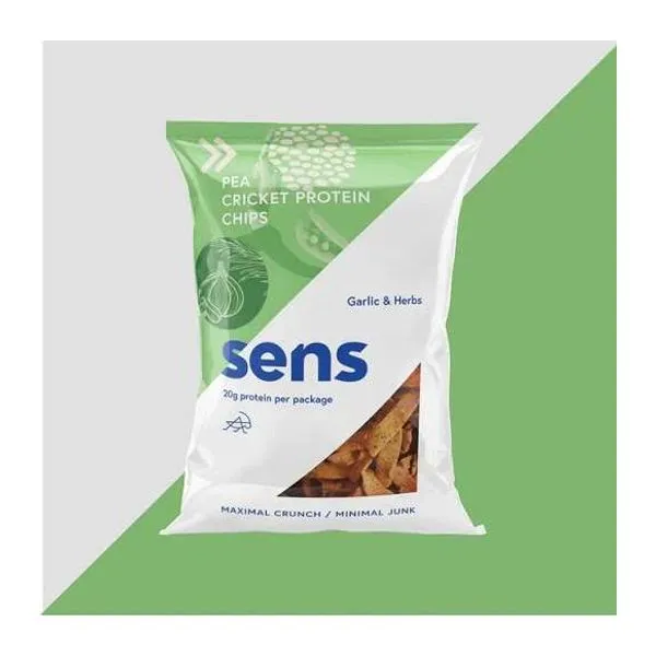 Sens fokhagyma és gyógynövény ízű tücsök fehérje chips 80 g-os zacskóban