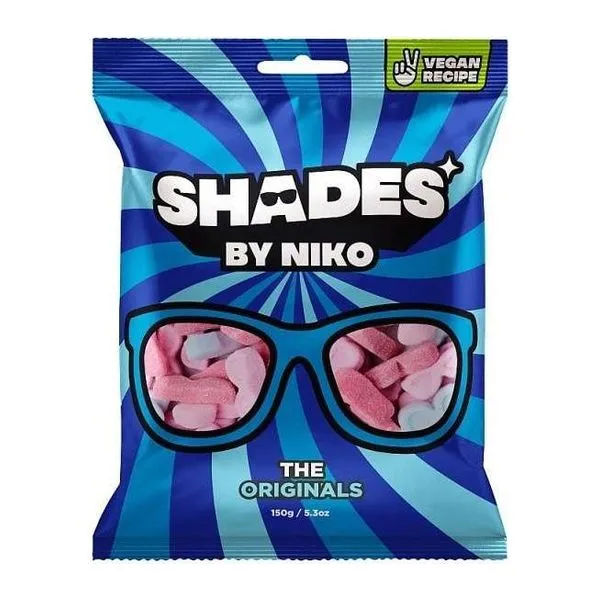 Shades by Niko The Originals cukormázas gyümölcs ízű gumicukor 150 g-os kiszerelésben