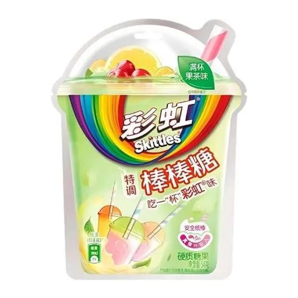 Skittles Fruit Tea Lollipop gyümölcsös tea ízű nyalókák 54 g-os csomagban