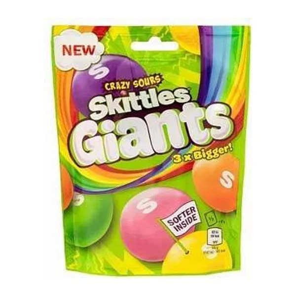 Skittles Giants Crazy Sours savanyú gyümölcsös cukorka 132g
